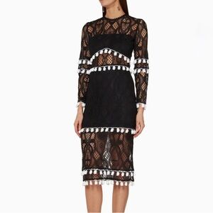ALEXIS “Callie” Dress. Black lace, sheer, tassels